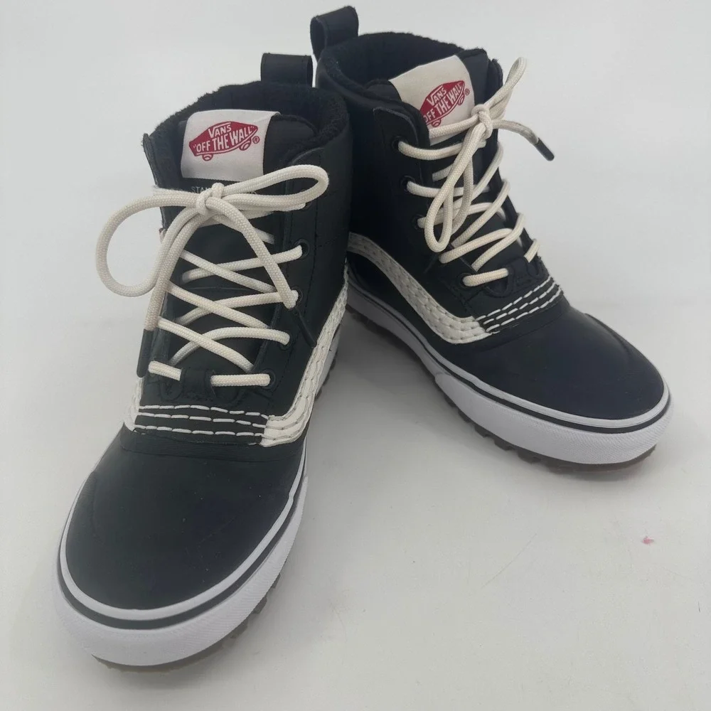 Vans Standard Mid Snow MTE Mens 7 Black White Waterproof Winter Boots Leather